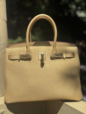 Gold Leather Top-Handle Bag h Birkin metallic gold Togo veins Birkin GHW RARE 30